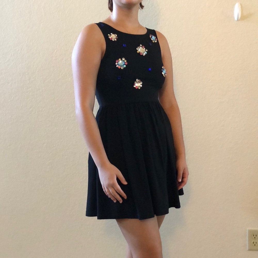 LF Ginger Fizz black mini dress jewels